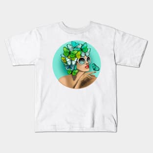 Retro Butterfly Swimmer Kids T-Shirt